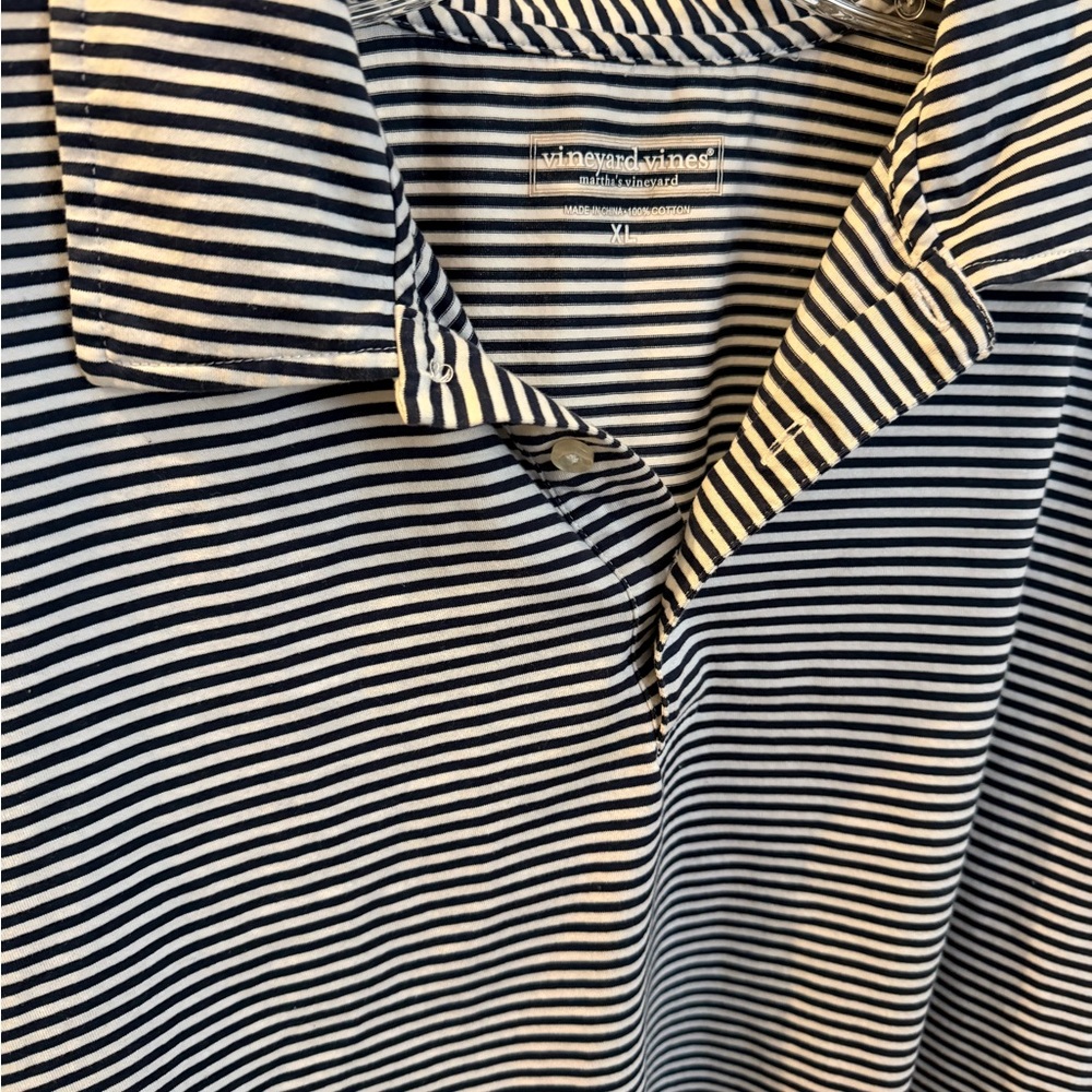 Vineyard Vines Navy and White Striped Polo Shirt